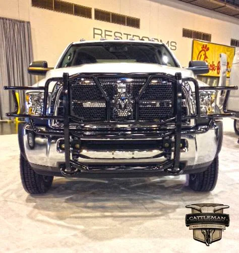 1228P – CATTLEMAN Grille Guard, Powder Coated Black Steel With Brush Guard Without Skid Plate Without Step Plate